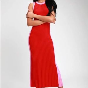 NWT Color Block Ribbed Knit Midi Dress